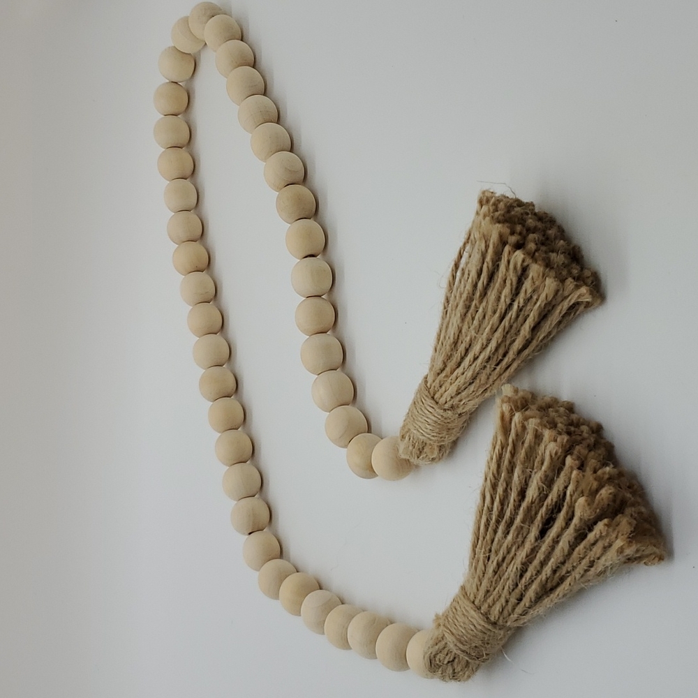 Natural wood bead garland-30.5 inches